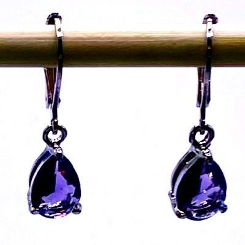 Dangle Earrings 1” (AWL) Amethyst Zircon Gems